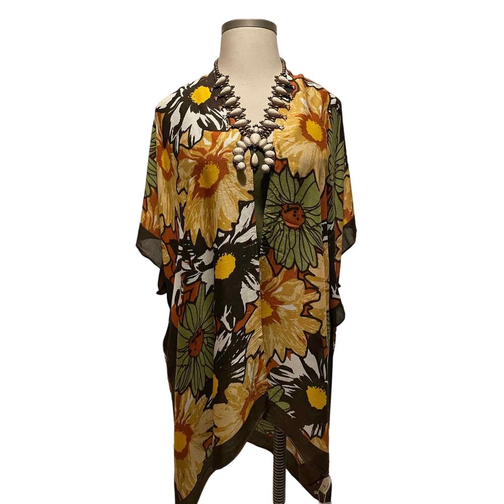 ComfyLuxe  One Size Fall Sunflower Print‎ Duster